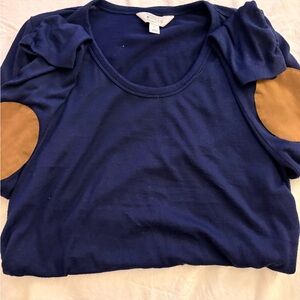 Market & Spruce Navy Top with Brown Patches